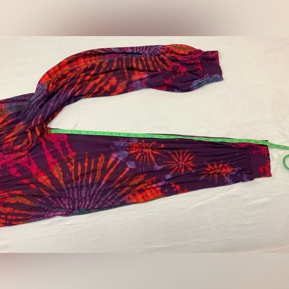 HAREM PANTS Women's Pants Red Purple Tie Dye Elastic Waist Pockets Small - Picture 7 of 8
